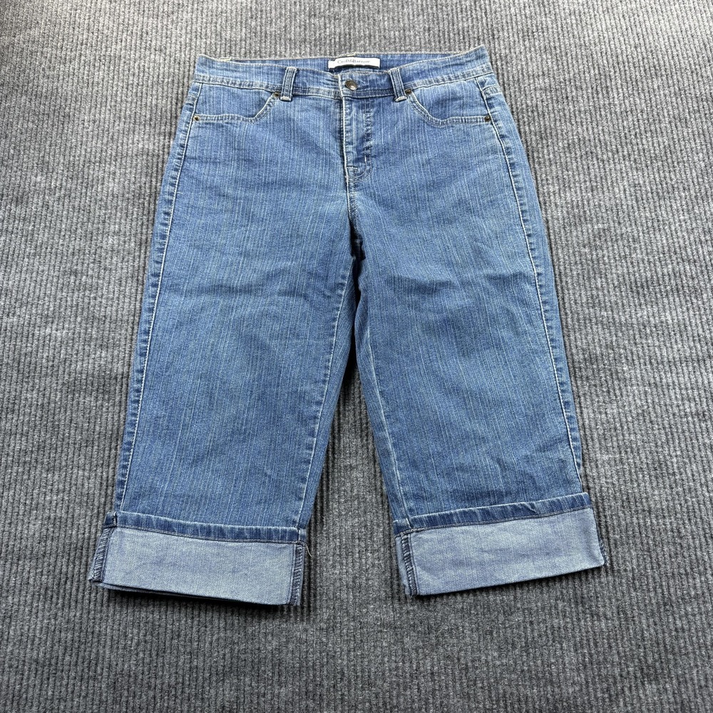 Croft‎ & Barrow Capri Jeans Womens 6 Blue Med Wash Mid Rise Cuffed Stretch